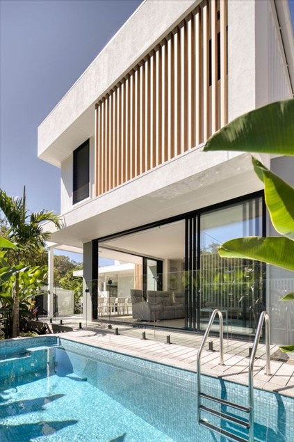 Villa exterior with a pool